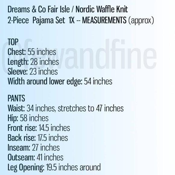 Dreams & Co Pajama Set PERFECT NEW -- Waffle Knit - Picture 9 of 16